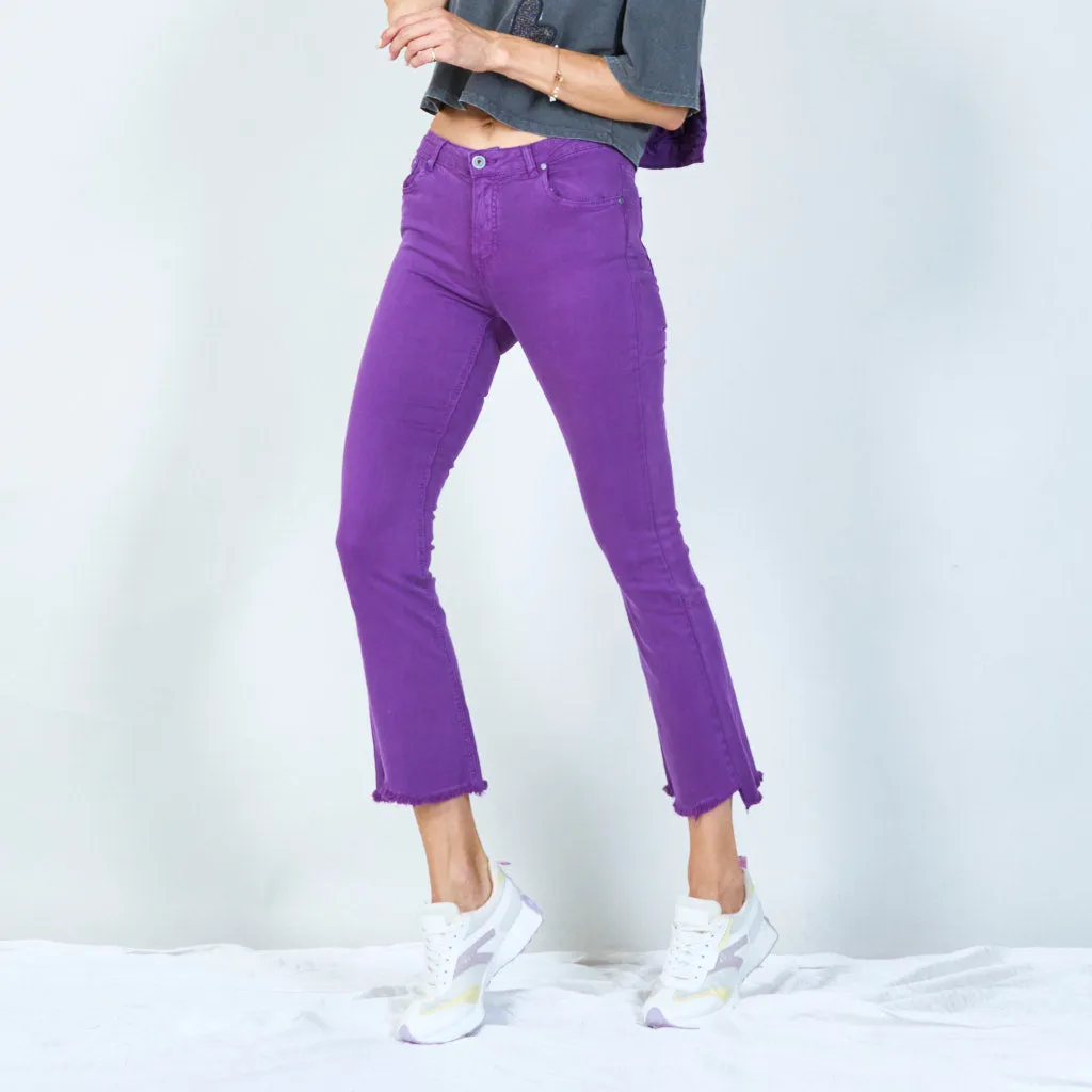 Stylish high-waisted pants with raw hem wholesale