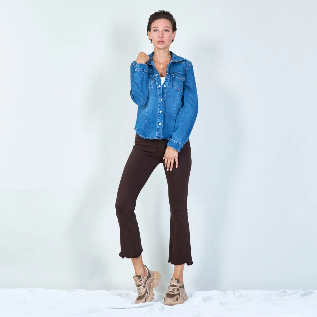 Stylish high-waisted pants with raw hem wholesale