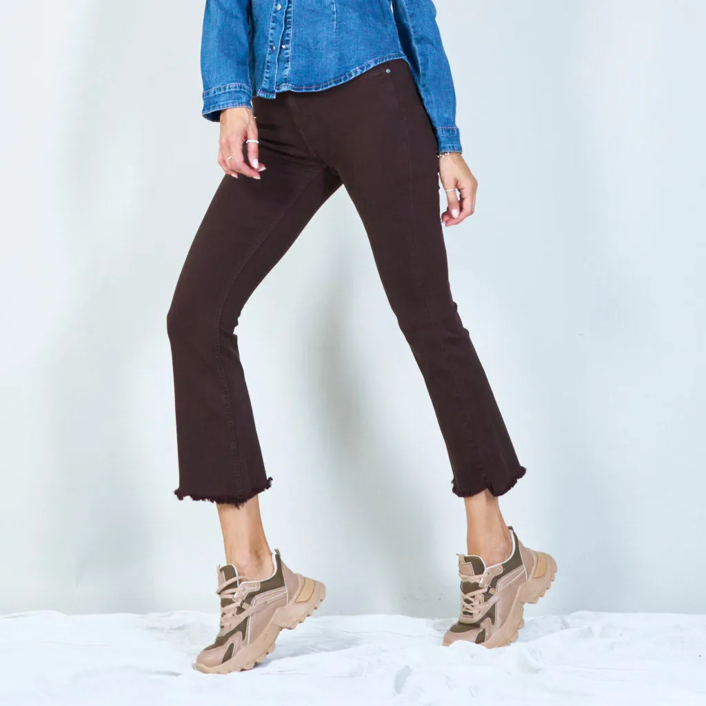 Stylish high-waisted pants with raw hem wholesale