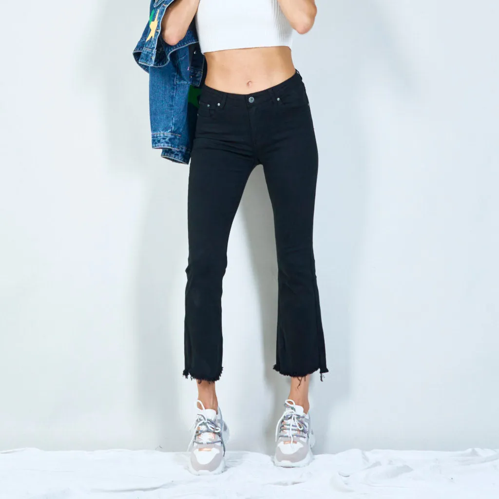 Stylish high-waisted pants with raw hem wholesale