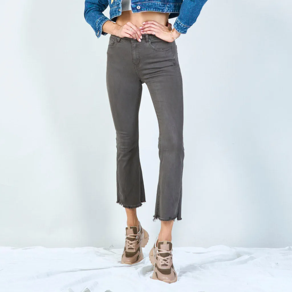 Stylish high-waisted pants with raw hem wholesale