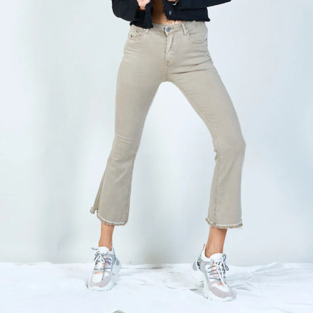 Stylish high-waisted pants with raw hem wholesale