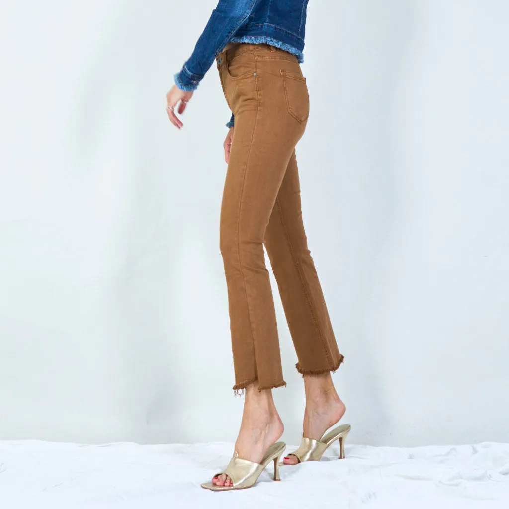 Stylish high-waisted pants with raw hem wholesale