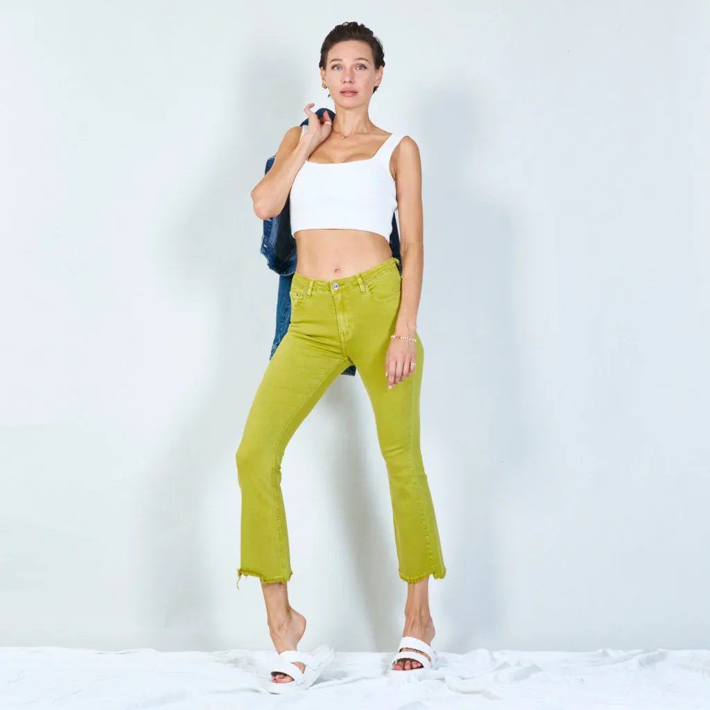 Stylish high-waisted pants with raw hem wholesale