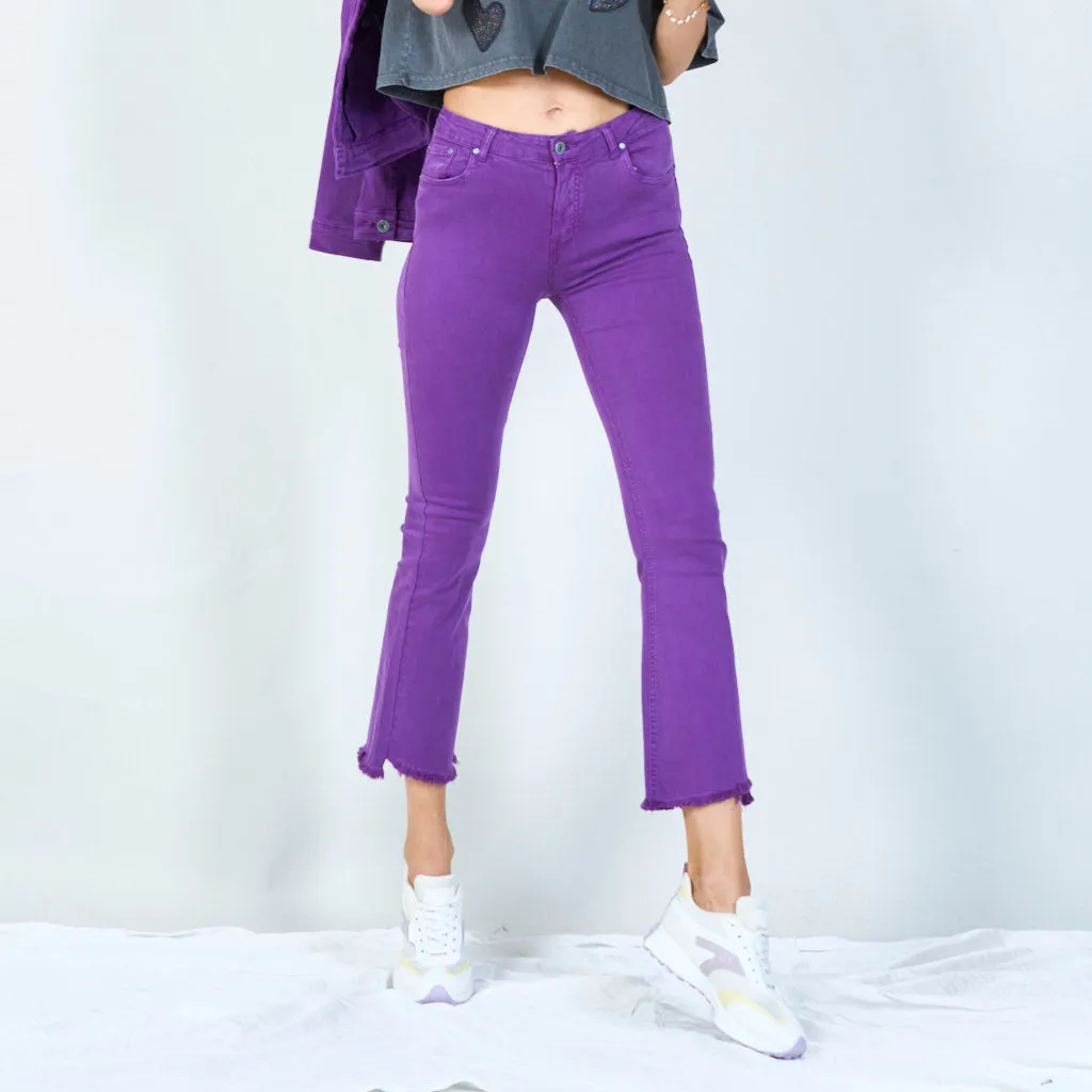 Stylish high-waisted pants with raw hem wholesale