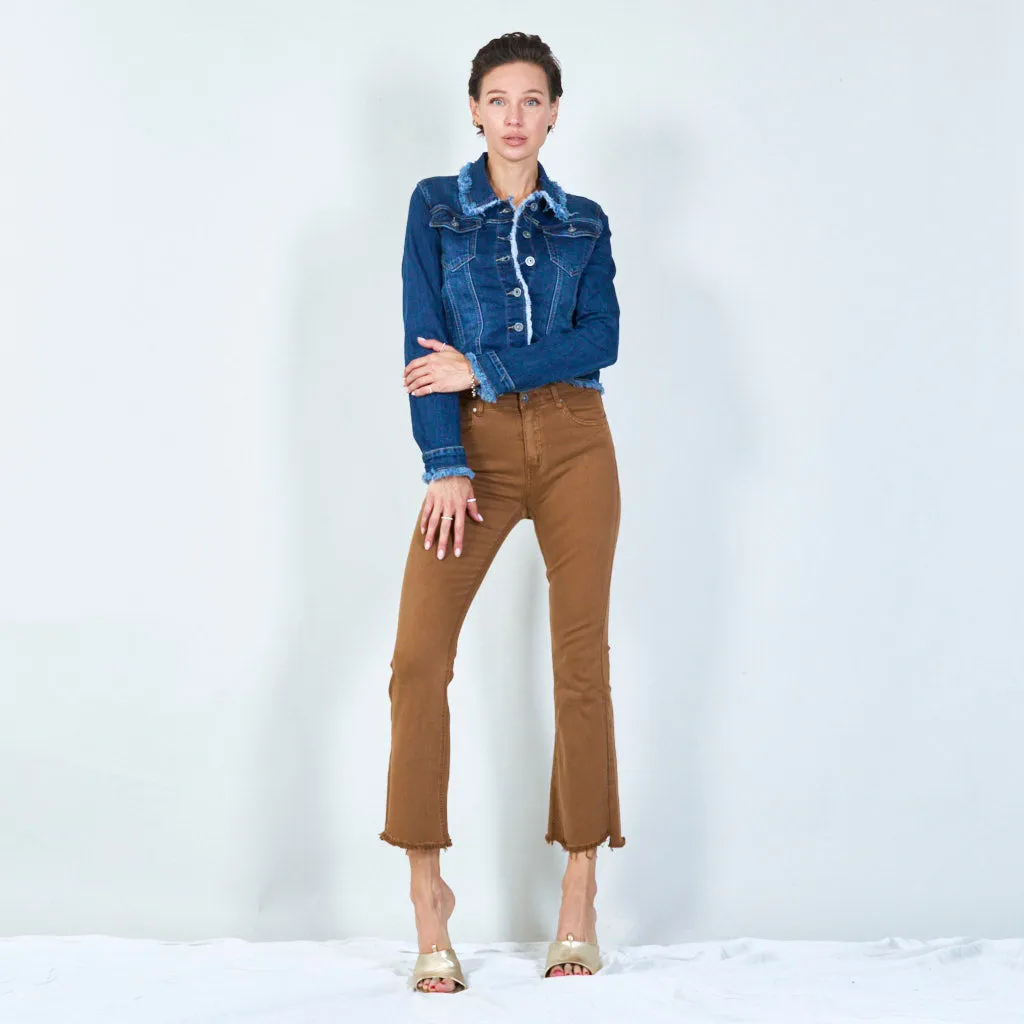 Stylish high-waisted pants with raw hem wholesale