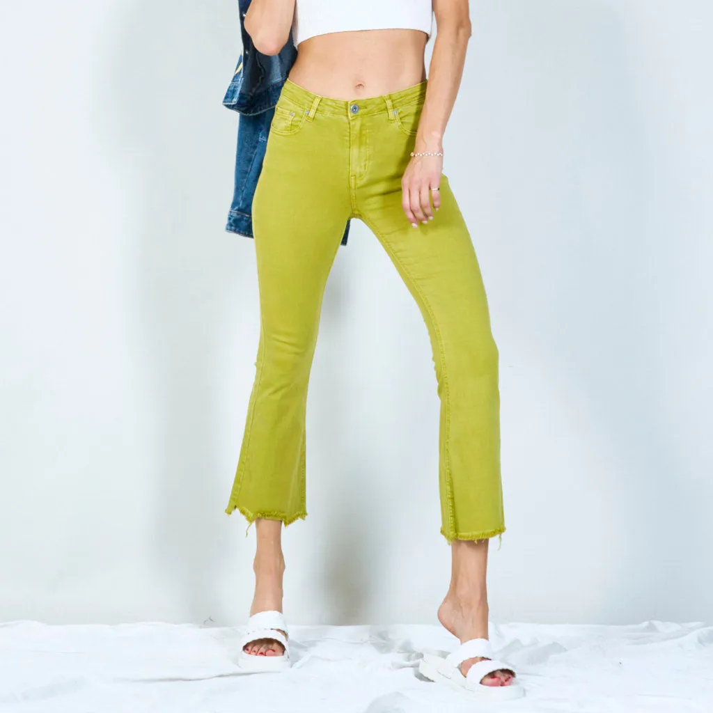 Stylish high-waisted pants with raw hem wholesale