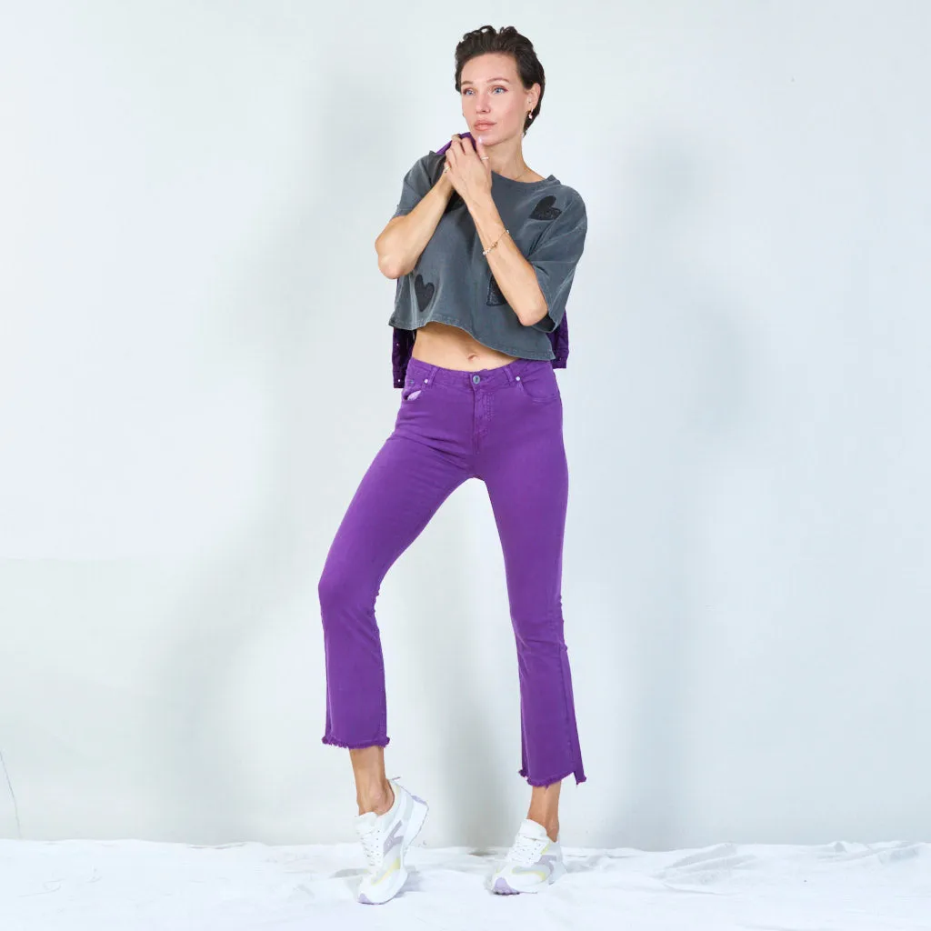 Stylish high-waisted pants with raw hem wholesale