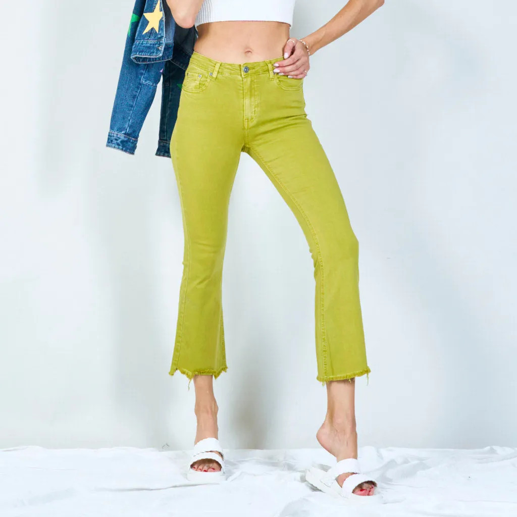 Stylish high-waisted pants with raw hem wholesale