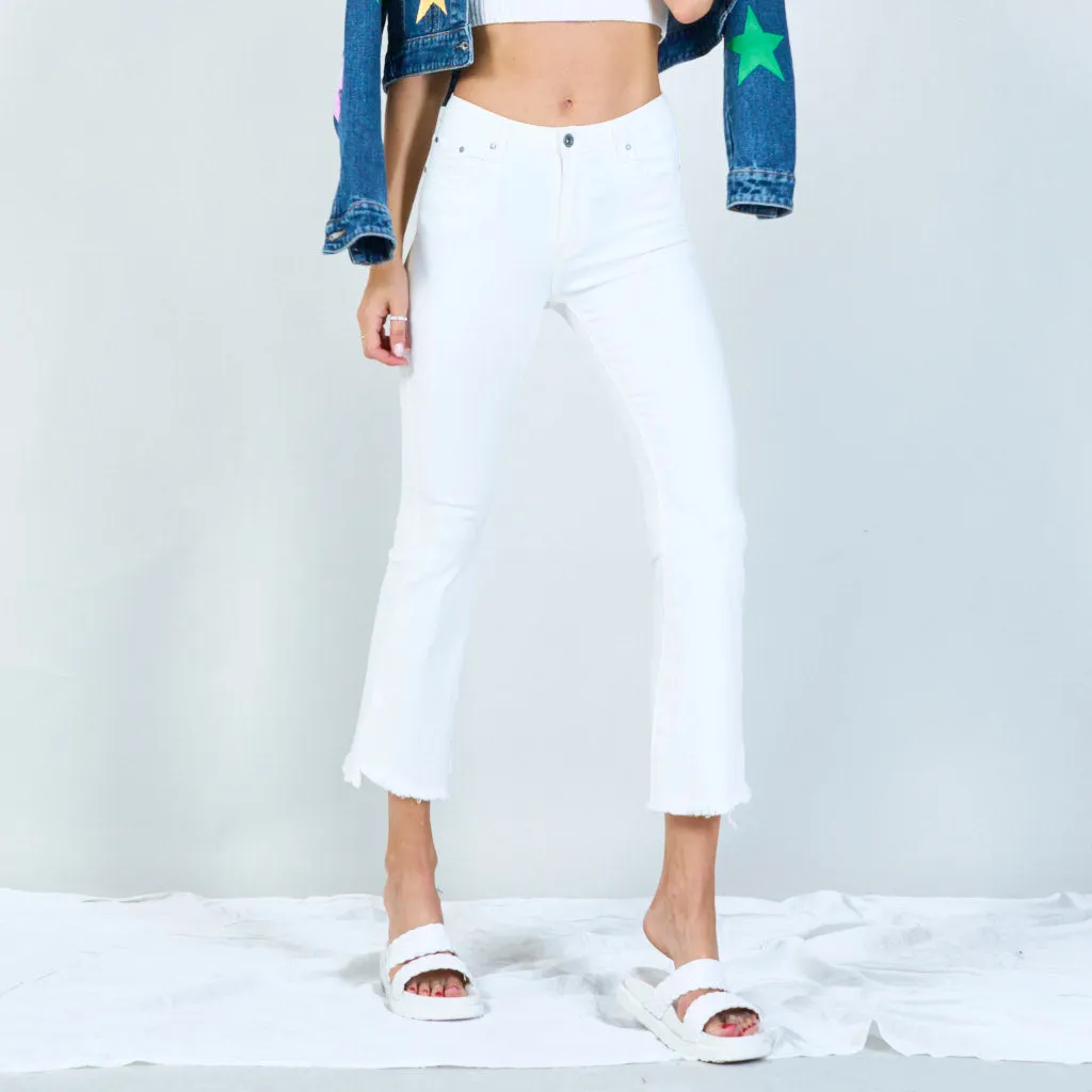 Stylish high-waisted pants with raw hem wholesale