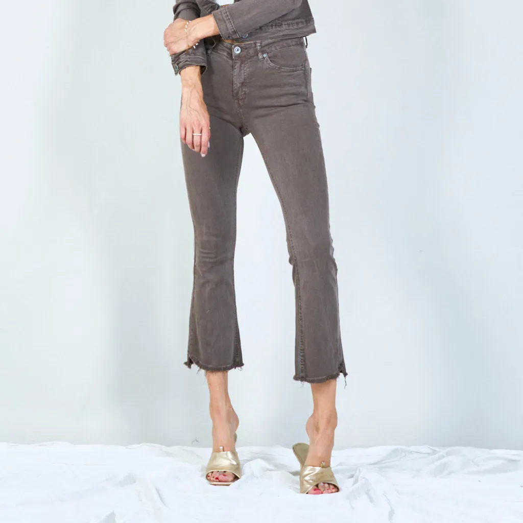 Stylish high-waisted pants with raw hem wholesale