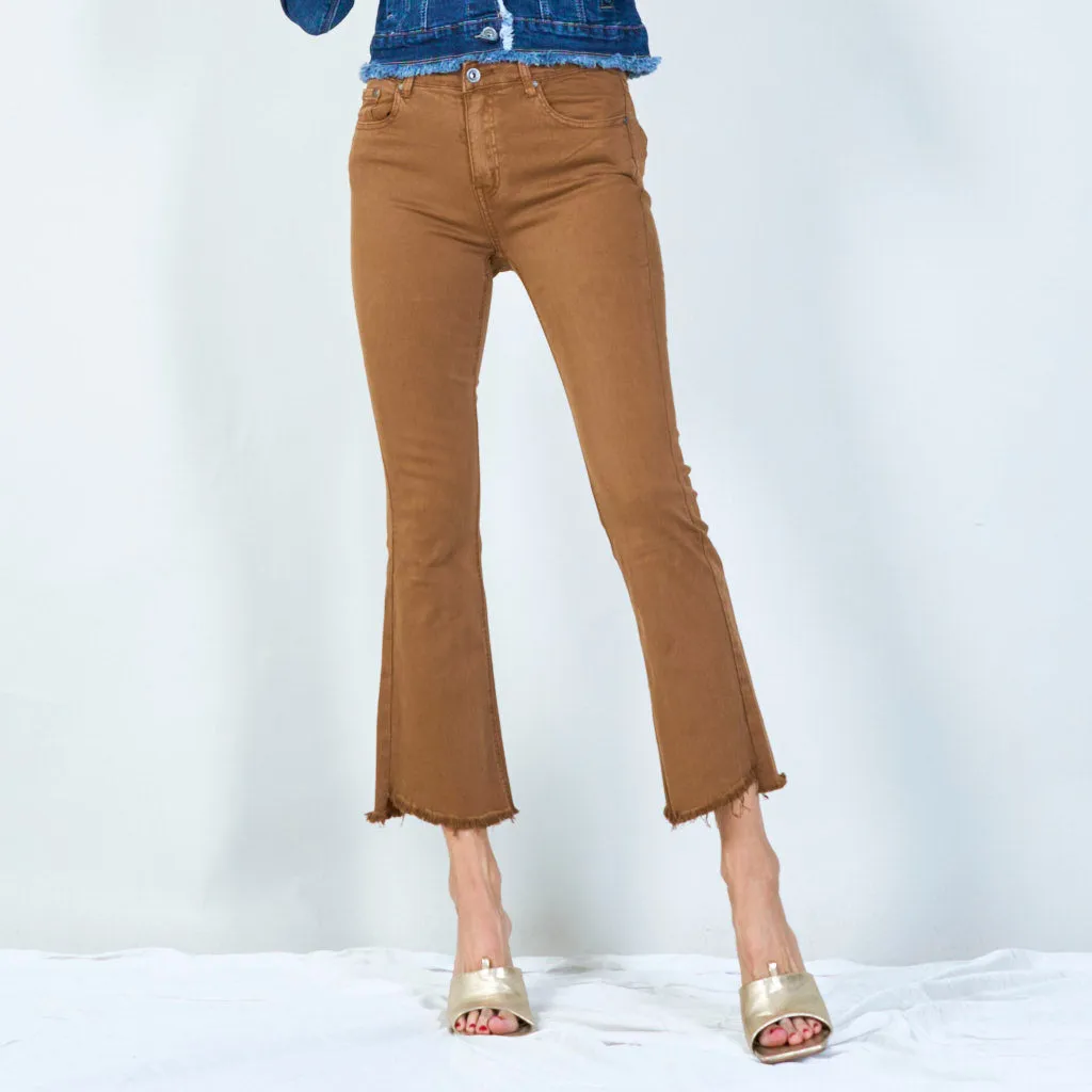 Stylish high-waisted pants with raw hem wholesale