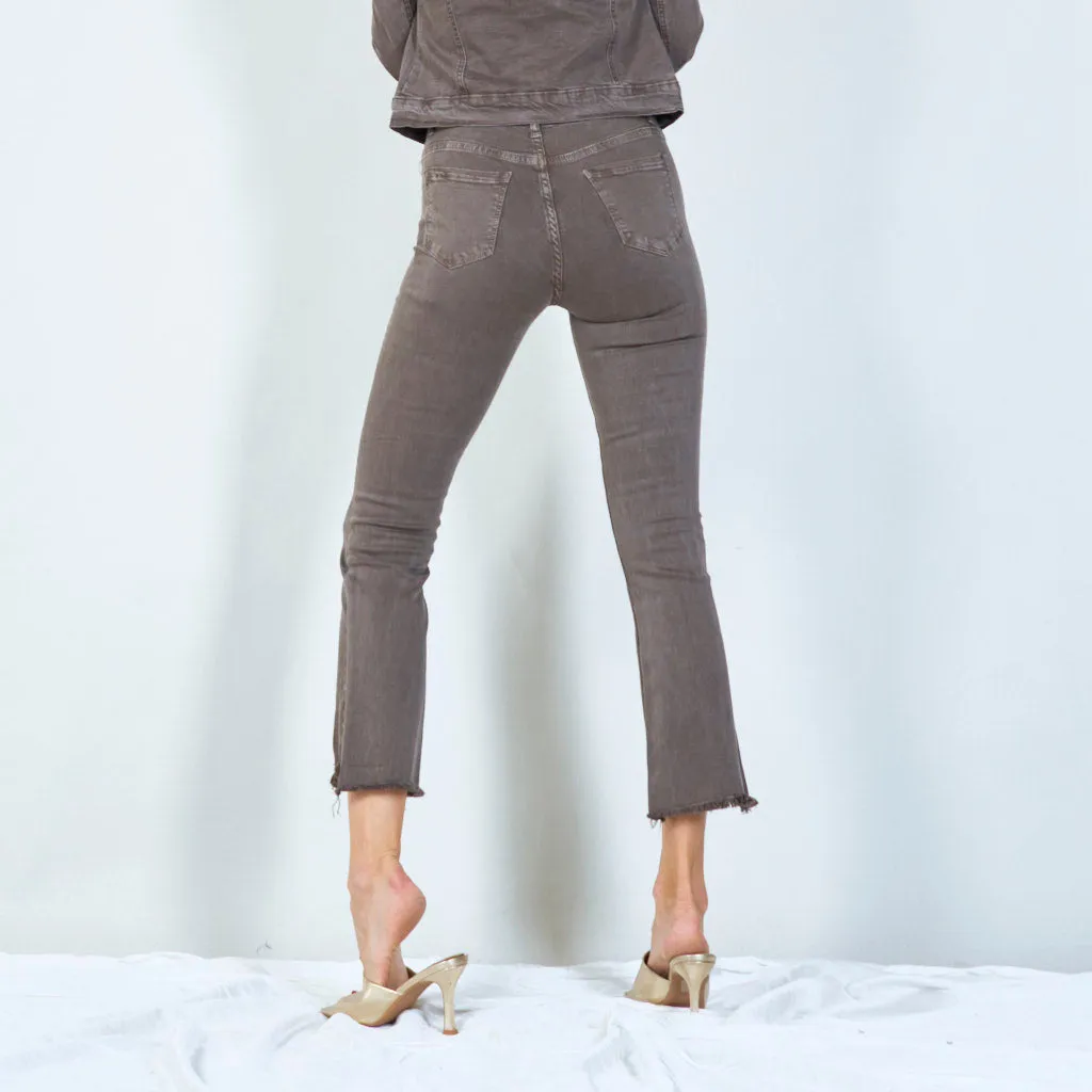 Stylish high-waisted pants with raw hem wholesale