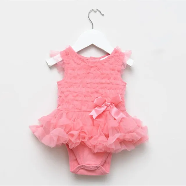 Summer Lace Tutu Dress with Matching Headband (Multiple Colors)