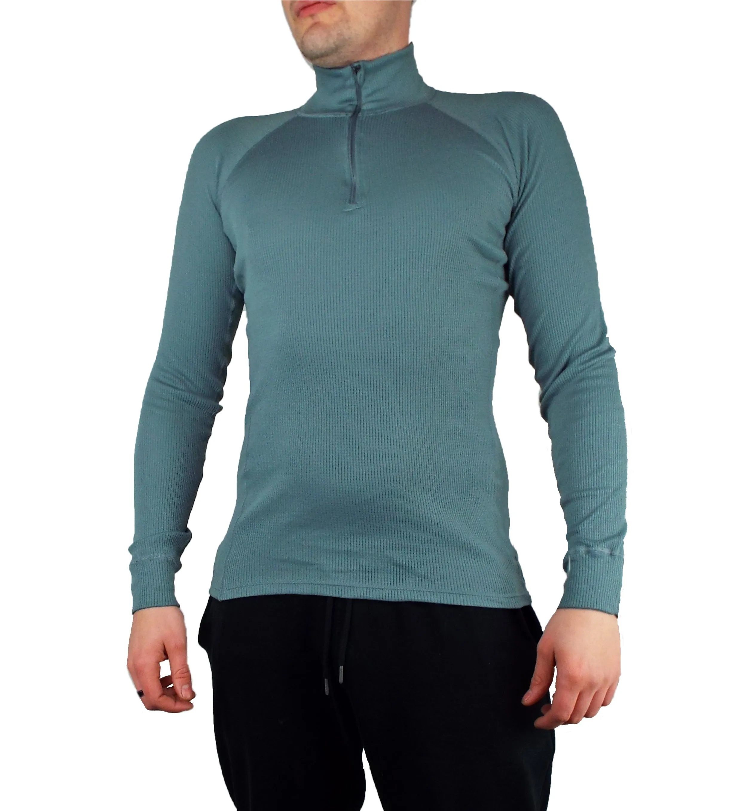 Thermowave Dutch Army - Sky Grey and Navy Blue Long Sleeve Thermal - Base Layer - Zipped/Turtle Neck