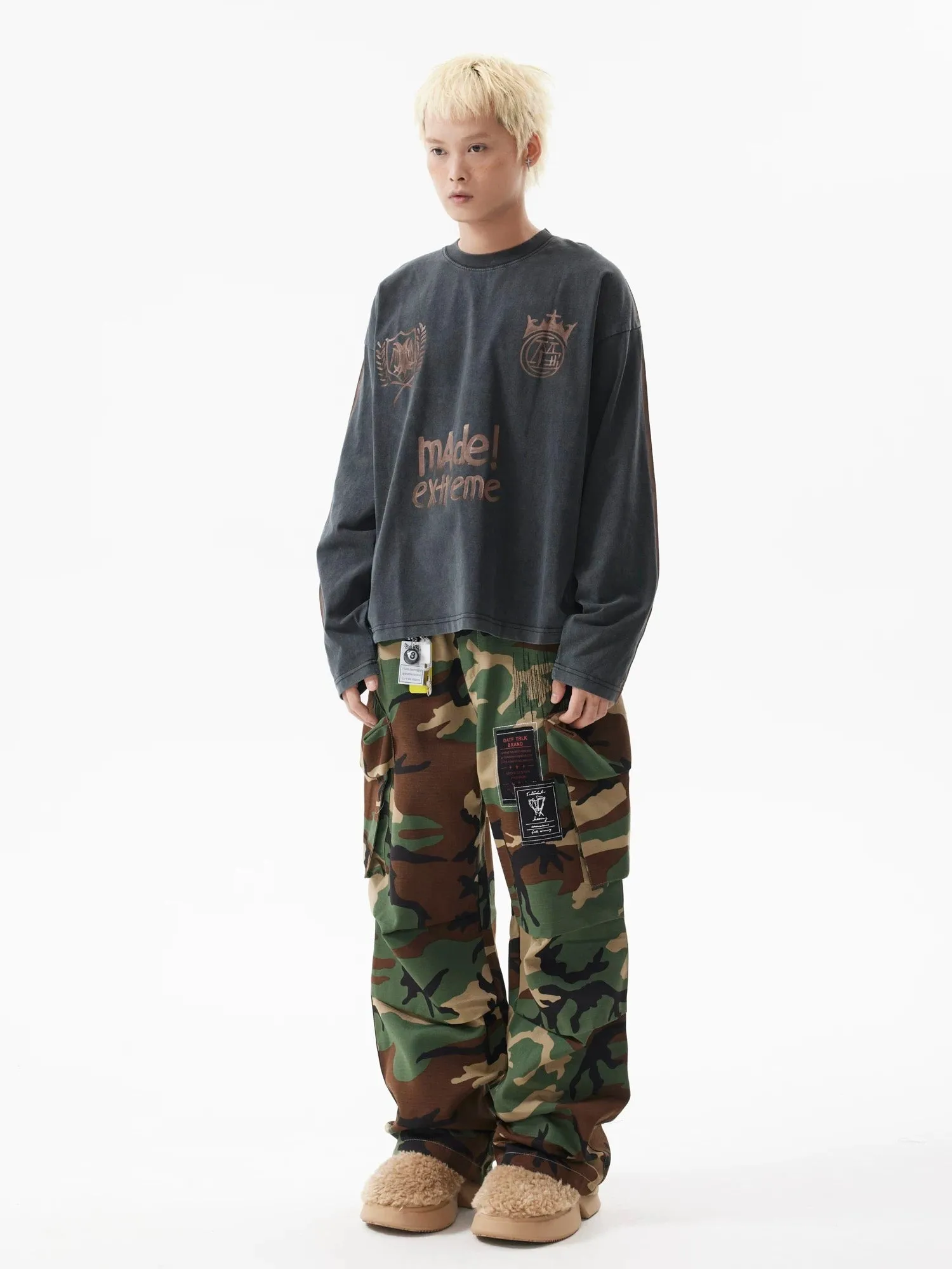 Thesupermade High Street Badge Camouflage Multi-Pocket Pants