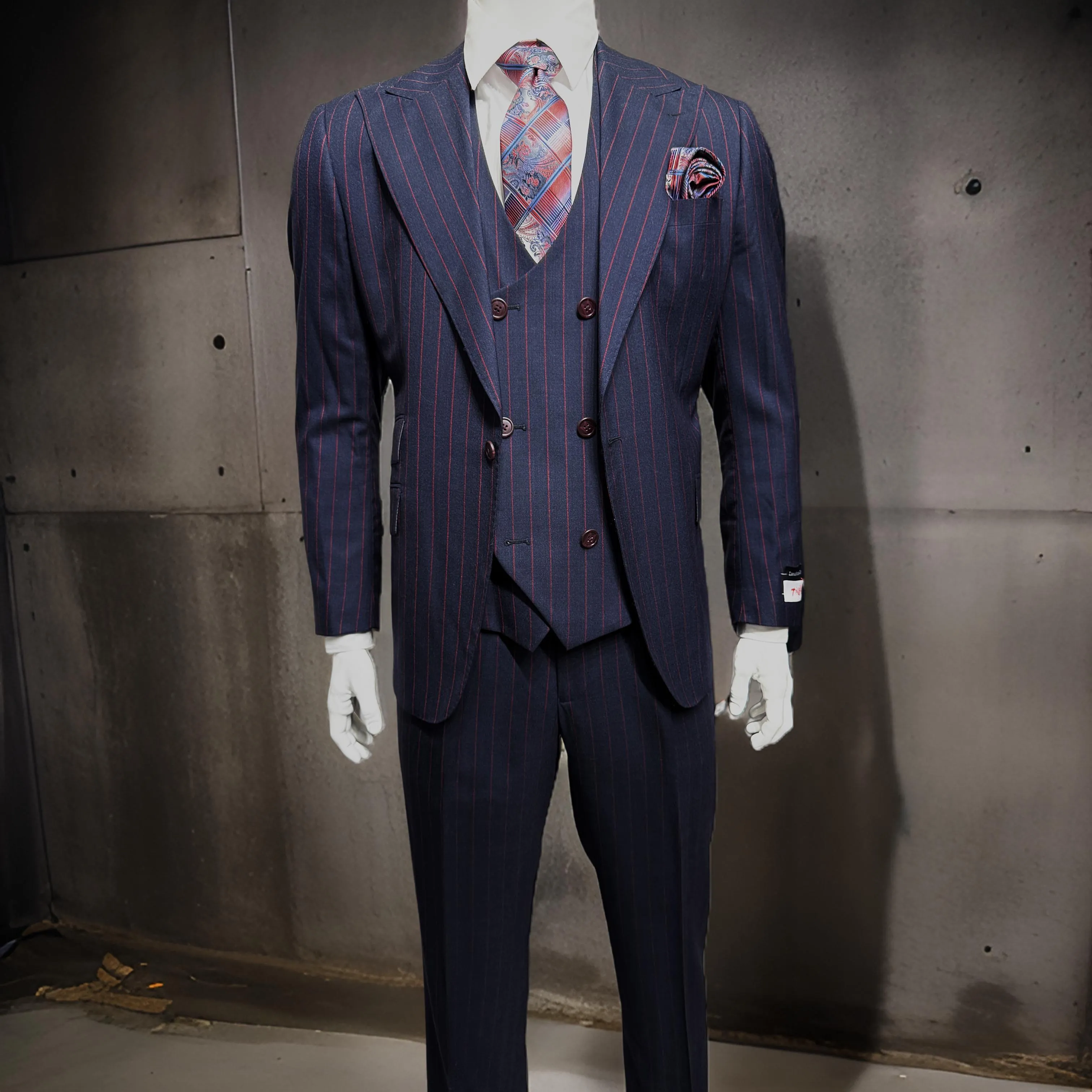 Tiglio Rosso Orvietto Navy/Red Pinstripe TL7017