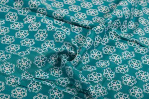 Turquoise Printed Chanderi Fabric