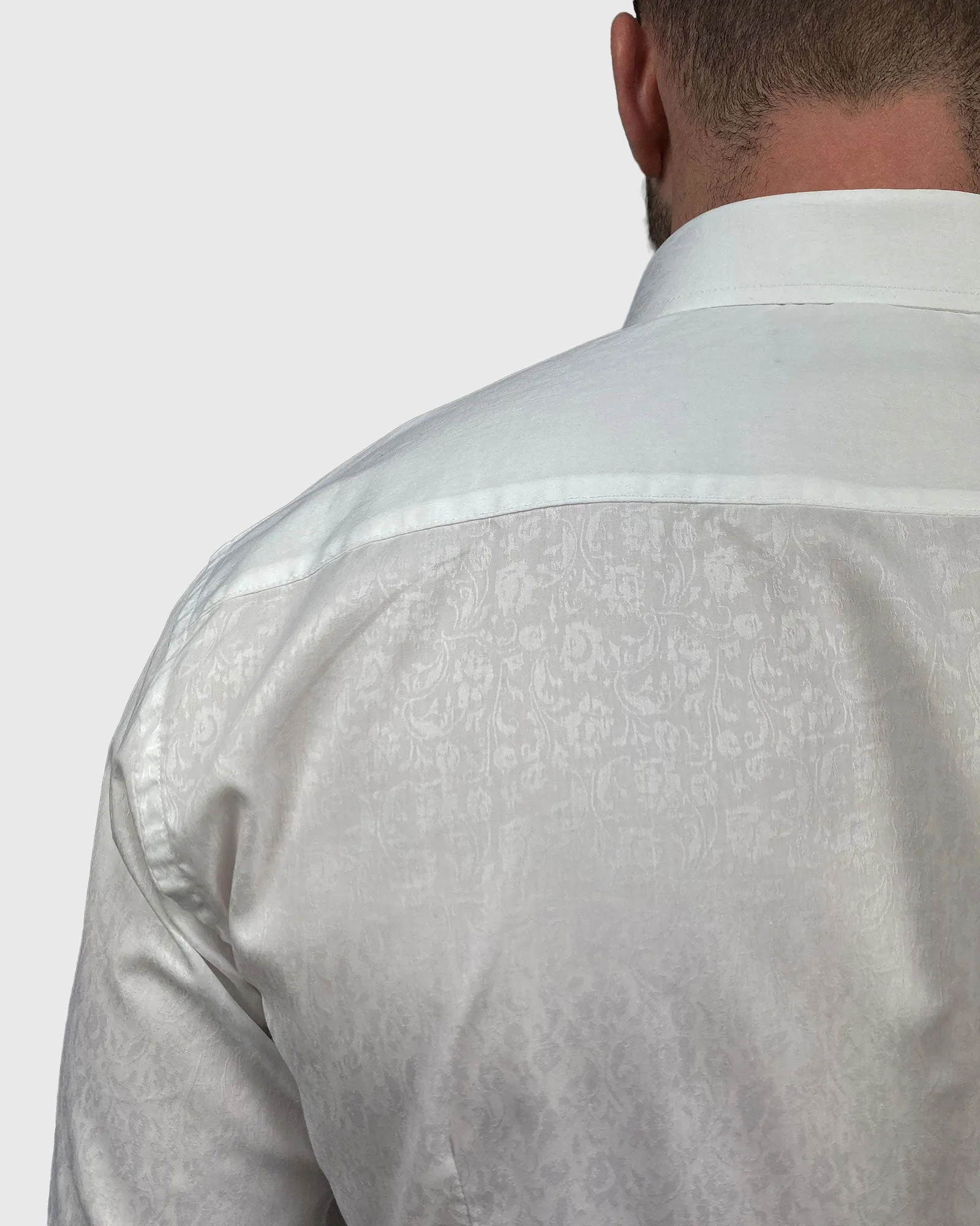 VINCENT & FRANKS S194S6720-01 WHITE JACQUARD SLIM SC SHIRT