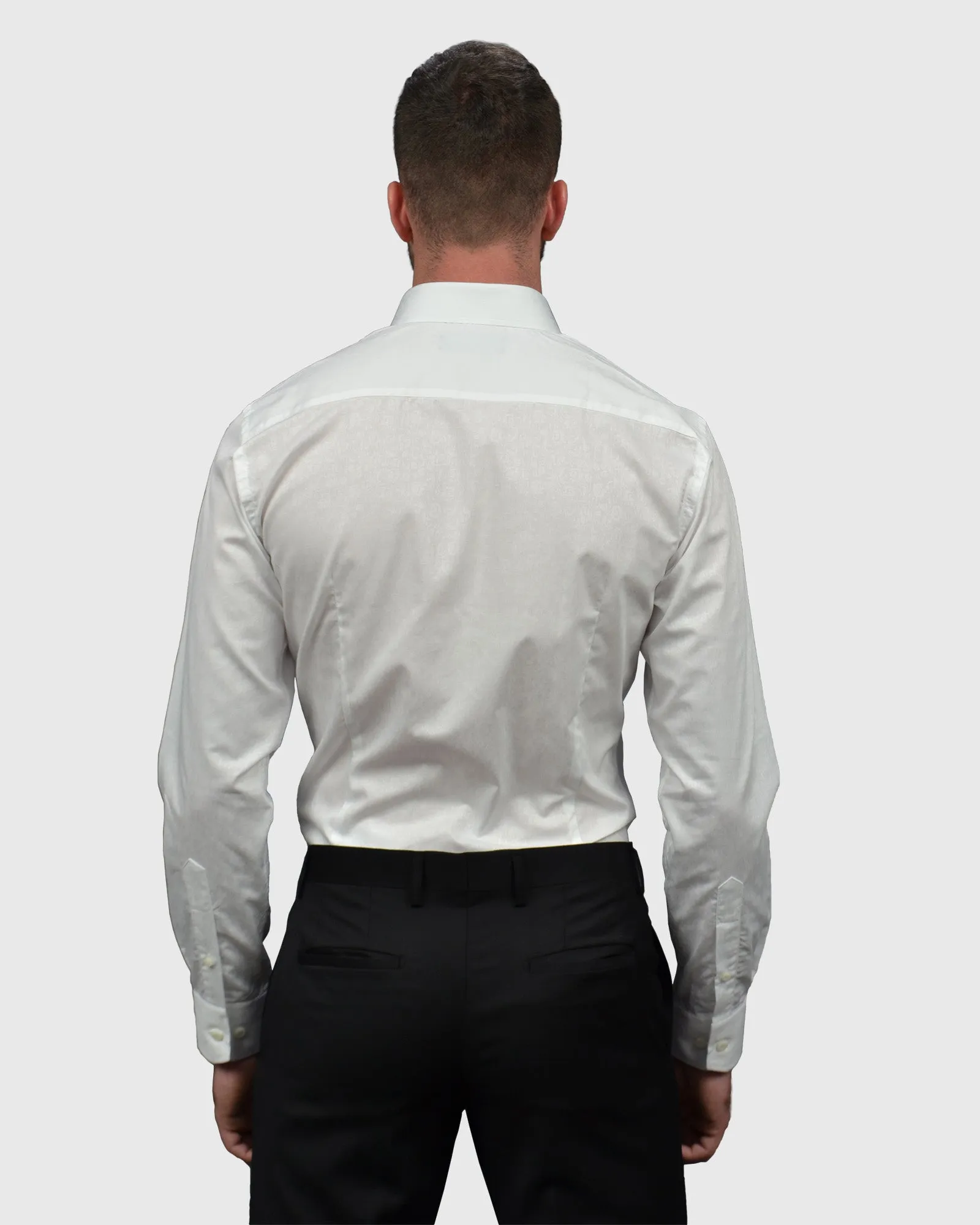 VINCENT & FRANKS S194S6720-01 WHITE JACQUARD SLIM SC SHIRT