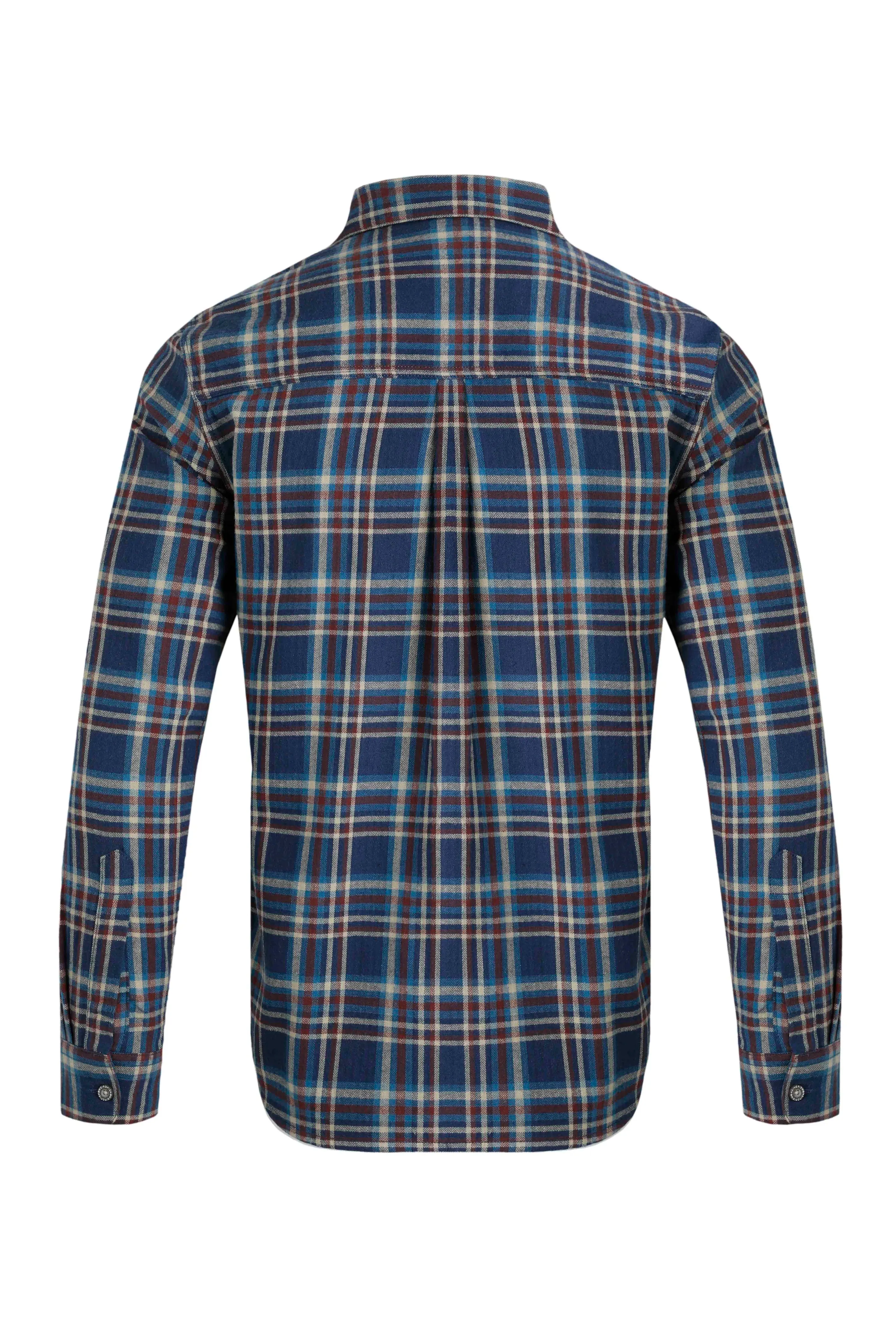 Weird Fish M Navy Broxton Organic Cotton Herringbone Check Shirt