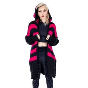 WILLA CARDIGAN - BLACK/DARK PINK