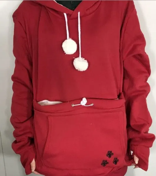 Winter Hoodies Pullover Sweatshirts With Cat Pocket For Women