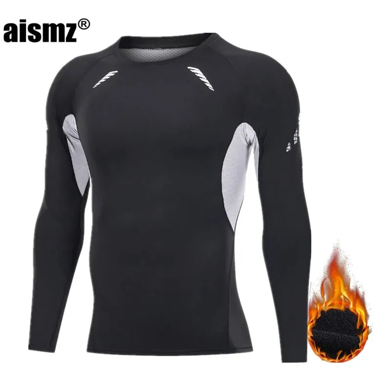 Winter Thermal Underwear Men Compression Fitness Fleece Man Sport First Layer Underwear Set Second Thermal Men's Skin Long Johns