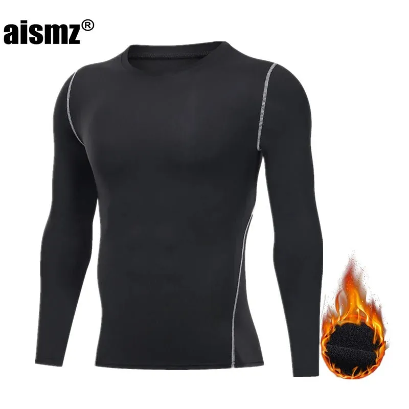 Winter Thermal Underwear Men Compression Fitness Fleece Man Sport First Layer Underwear Set Second Thermal Men's Skin Long Johns