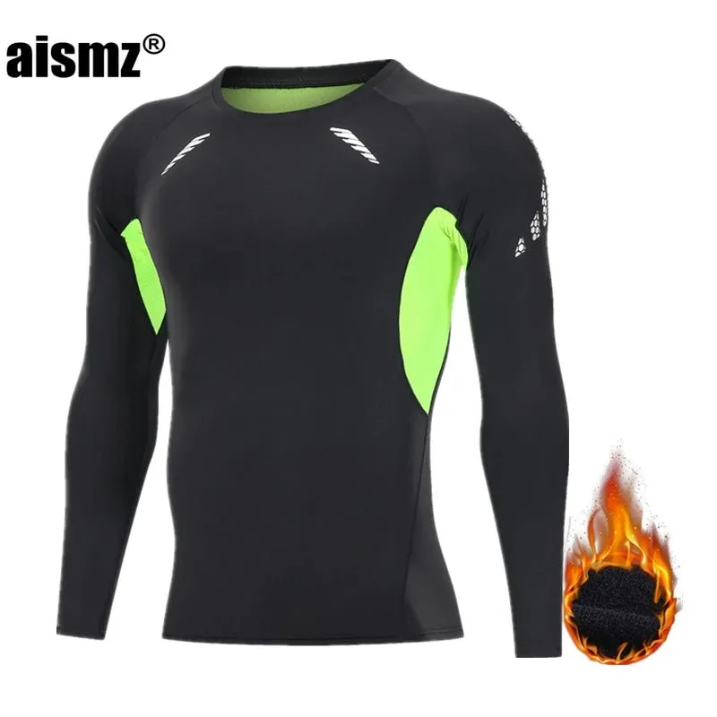 Winter Thermal Underwear Men Compression Fitness Fleece Man Sport First Layer Underwear Set Second Thermal Men's Skin Long Johns