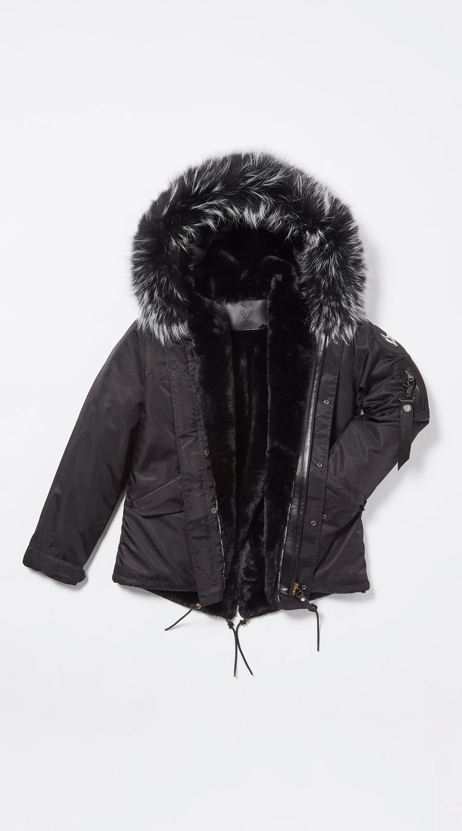 Womens Black Water-Repellent Luxy Fur Parka - Black Mist