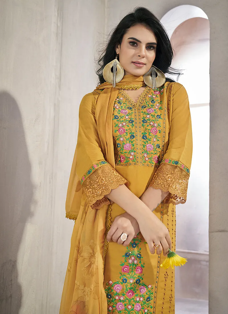 Yellow Multi Embroidery Chikankari Pakistani Salwar Kameez