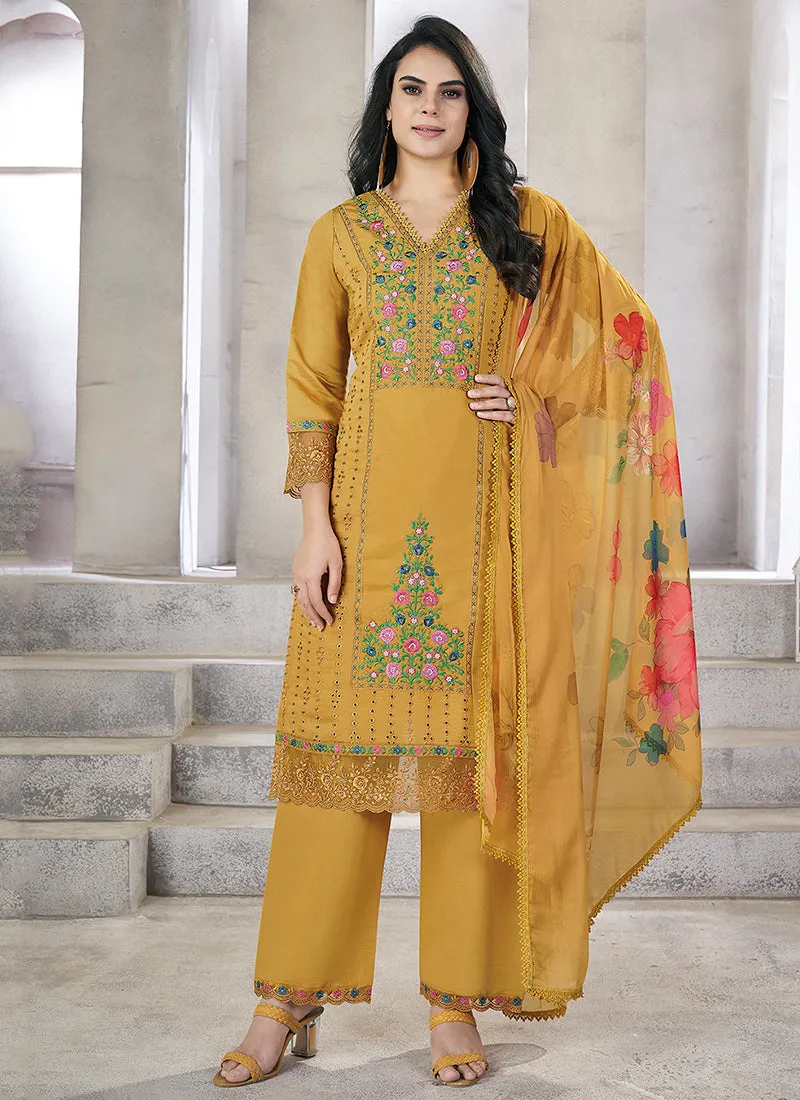 Yellow Multi Embroidery Chikankari Pakistani Salwar Kameez