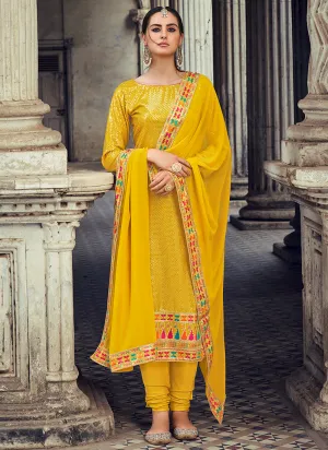 Yellow Sequence And Multi Embroidered Georgette Pant Suit